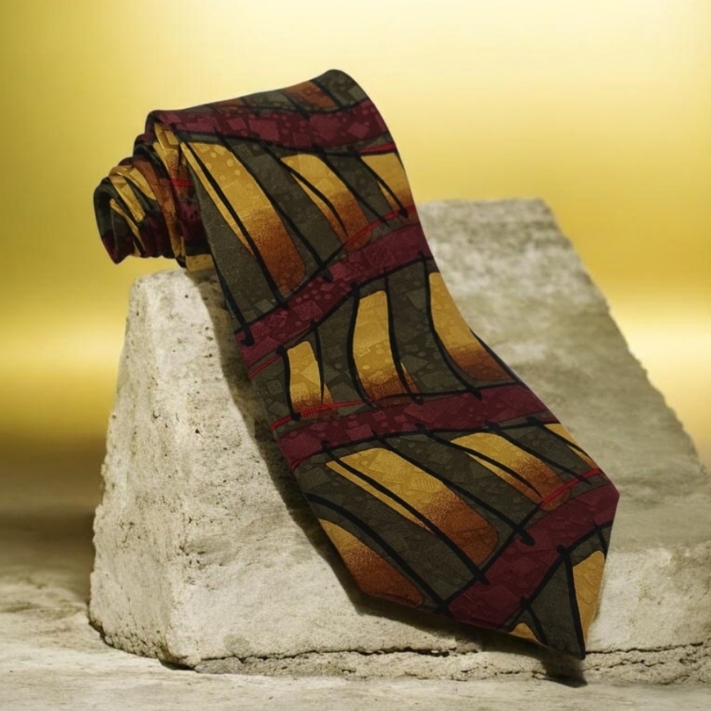 Zigguart By Mulberry Men's Tie Neckwear Made In USA 100% Silk